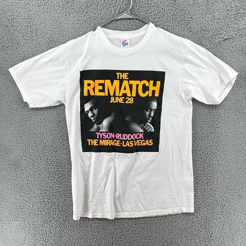 Vintage 1991 Mike Tyson vs Razor Ruddock The Rematch Boxing T-Shirt White Large